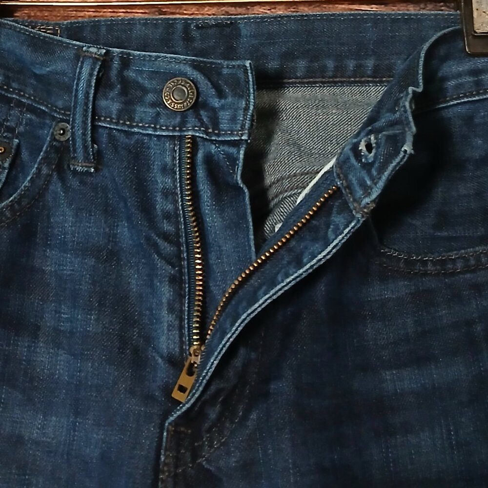 Levis Jeans Mens 31X31 513 Slim Straight Dark Blue Denim Low Stretch - Picture 6 of 7